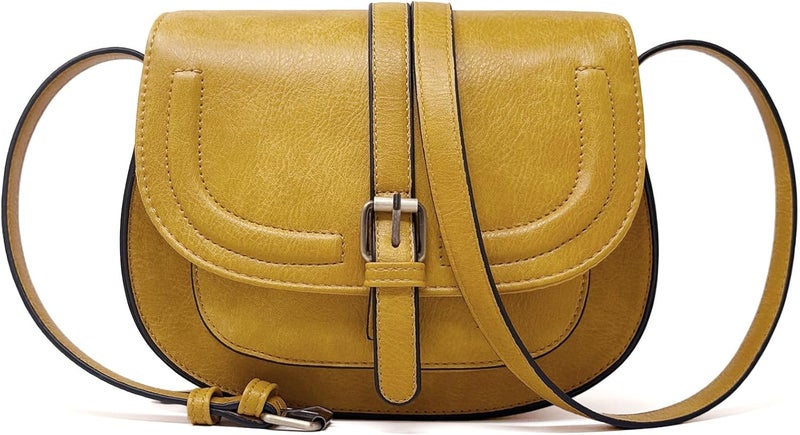 AFKOMST Crossbody Bags for Women,Small Saddle Purse and Boho Cross Body Handbags,Vegan Leather - Image 1